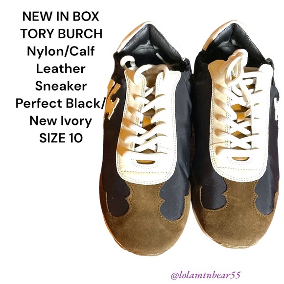 BRAND NEW TORY BURCH NYLON/CALF LEATHER SNEAKERS IN BOX-SIZE 10-UNIQUE DESIGN - Picture 2 of 16
